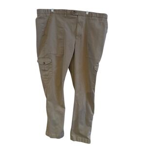 Proper Cloth Men's Khaki Stretch Herringbone Cargo Pants 46/48 X 36.5